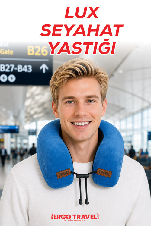 Lux Ortopedik Seyahat Yastığı Visco Boyun Destekli Seyahat Yastığı - Mavi| Ergo Travel