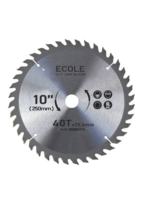 250MM ECOLE Daire Testere Ahşap-Sunta Kesme TEZGAH VE MAKİNE (250mm 40 dişli 25mm yüksek devir)