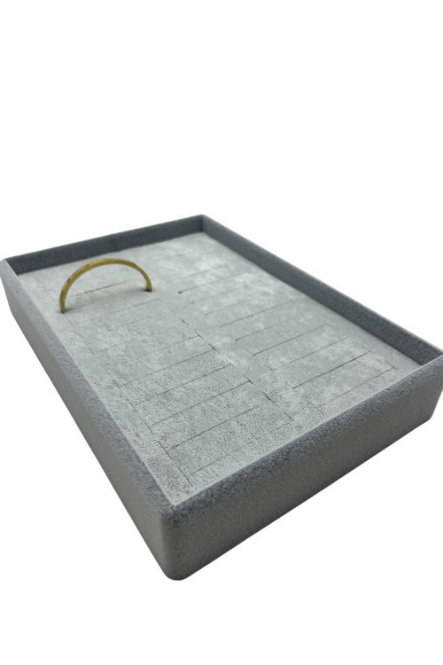 Süet Kumaş Gri Renk 22/14 Cm Batırmalı Bileklik Kelepçe Tablası