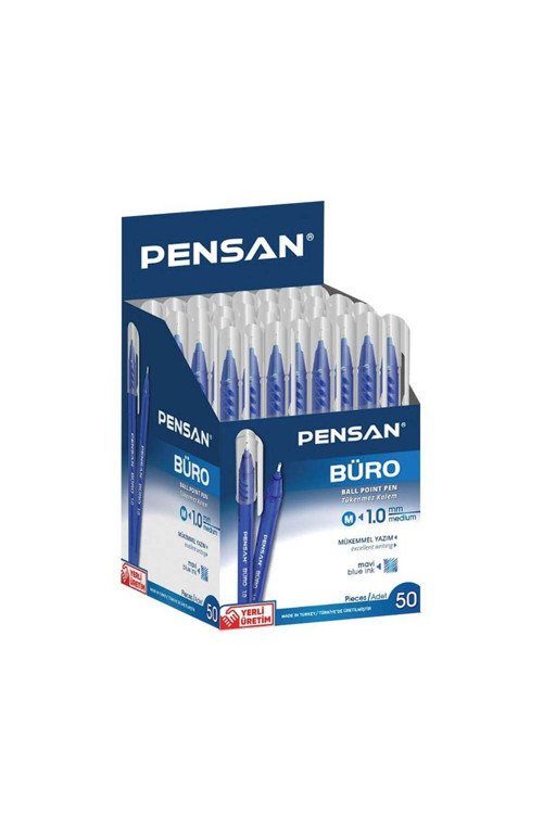 Büro 1.0mm Tükenmez Kalem 50'li Kutu - Mavi