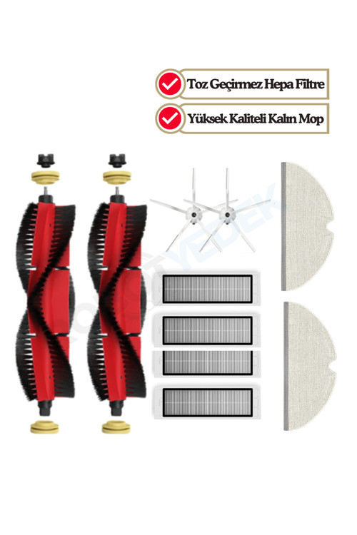 Roborock S6/s6 Pure Uyumlu Yedek Fırça Hepa Filtre Mop Seti-10 Parça
