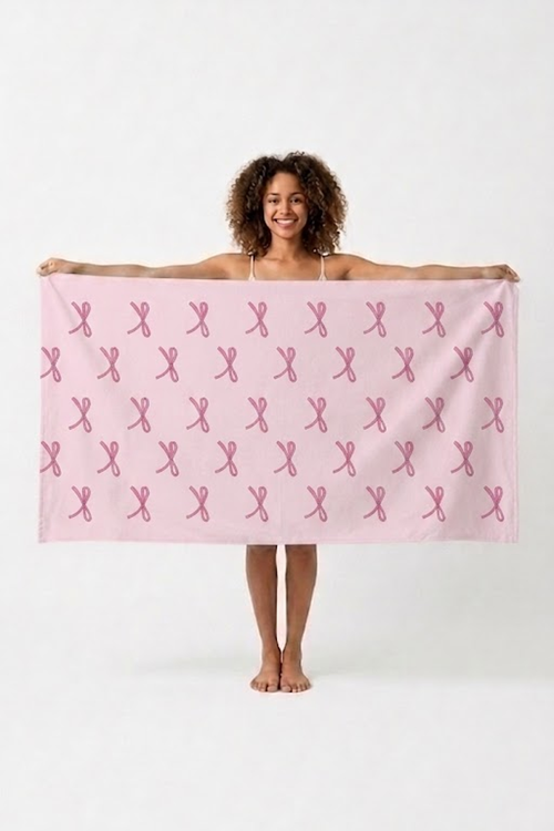 Fiyonk Pembe Desen Dijital Baskılı Plaj Havlusu 75x150