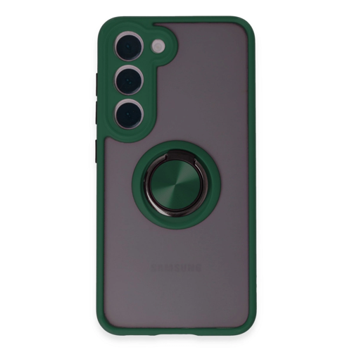 Galaxy S23 Kılıf Montreal Yüzüklü Silikon Kapak - Yeşil