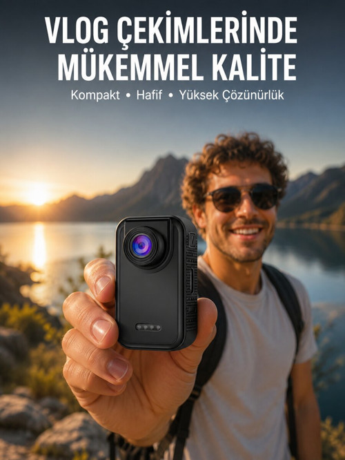 Vlog Seyahat ve Günlük Video Çekimleri İçin Mini Kamera Yeni Nesil - TEOLSA8997-7827