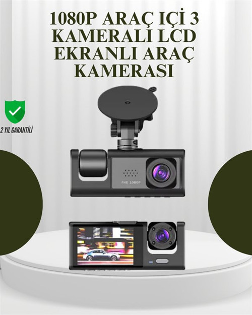 G-Sensörlü 3'lü Kayıtlı Araç Kamerası - TEOLSA2503-9651