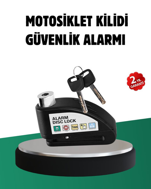Titreşim Sensörlü Alarm Disk Kilidi Motosiklet Scooter Bisiklet - TEOLSA1944-6661