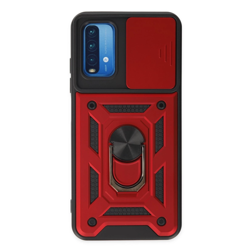 Redmi Note 9 4G Kılıf Pars Lens Yüzüklü Silikon - Kırmızı
