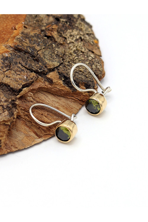 Zeberced Peridot Taşlı Küçük Boy El işi Otantik Gümüş Kadın Küpe 201025631