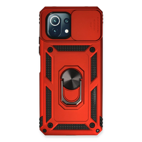 Mi 11 Lite Kılıf Pars Lens Yüzüklü Silikon - Kırmızı