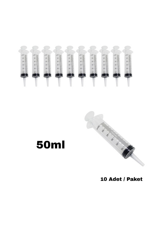 Steril Enjektör 50 Cc - Beslenme Gavaş İğnesiz Şırınga 10 Adet