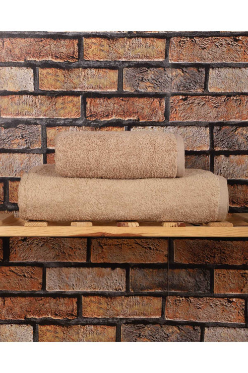 2 Parça %100 Pamuklu Soft Lüx Banyo Havlu Seti Kahve