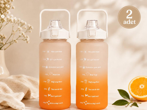 2 Adet Motivasyonel Sporcu Matarası Bpa Free 2 LT