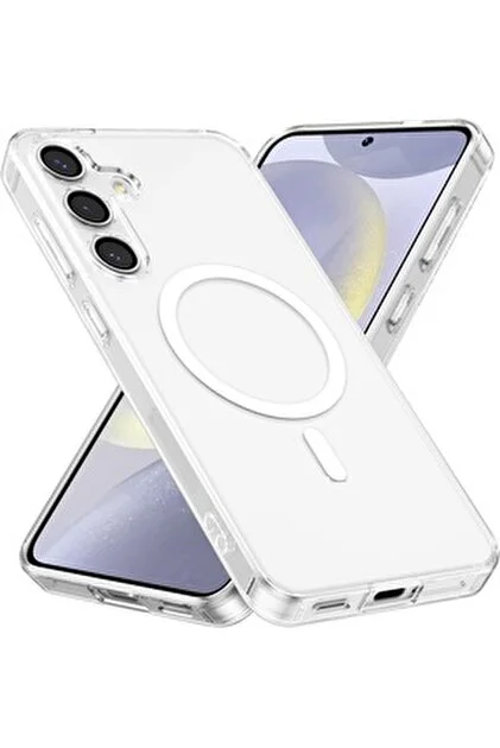 Samsung S25 Ultra Uyumlu SARARMAZ Şeffaf Magsafe Kılıf Kristal Sert Mika Slim Kılıf JS-345 Standart