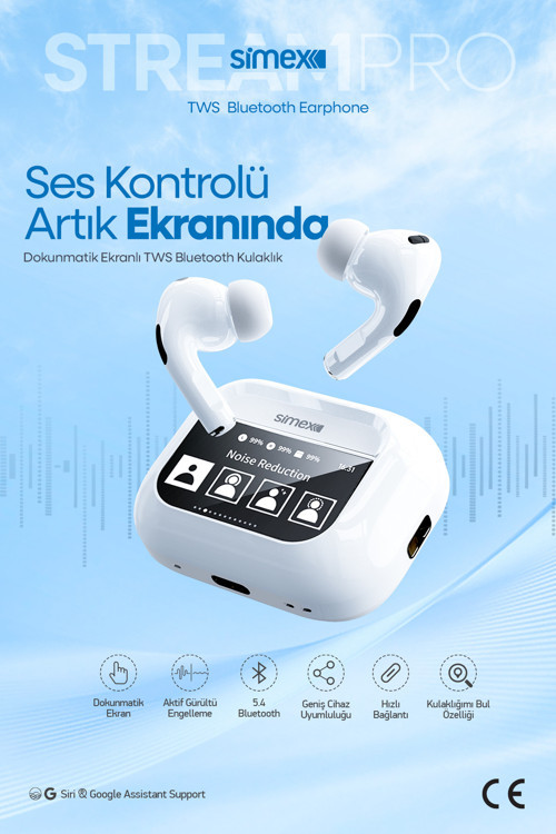 Dijital Dokunmatik Ekranlı ANC/ENC Özellikli Bluetooth Kulaklık İos Android Tüm Telefonlara Uyumlu