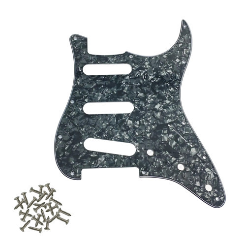 Stratocaster ST Kasa Elektro Gitar Pickguard 3 Katmanlı 11 Delikli Siyah İnci Desenli