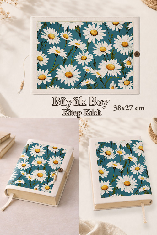 Bloom Collection | 38X27 Cm Büyük Boy Kitap Kılıfı | Orta Boy, Hafız Boy Ve Rahle Boy Kur'An Uyumlu