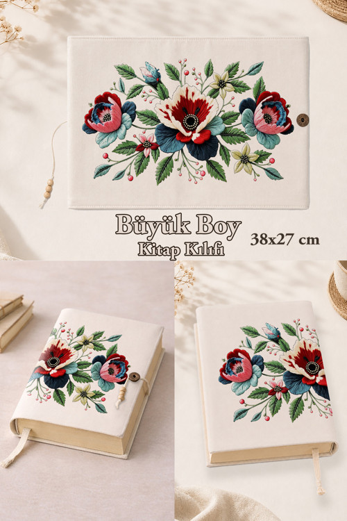 Bloom Collection | 38X27 Cm Büyük Boy Kitap Kılıfı | Orta Boy, Hafız Boy Ve Rahle Boy Kur'An Uyumlu