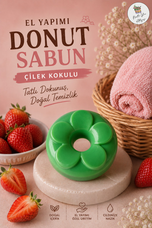 Çilek Rüyası Donut Sabun – Yeşil Ferahlık (1 Adet)