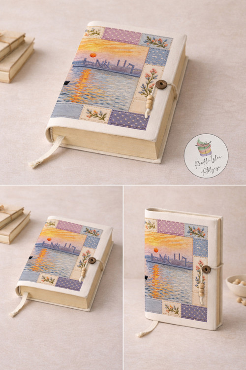 Patchwork Sanat Serisi Kitap Kılıfı | Dijital Baskılı Kumaş | A5 Roman Kılıfı | Van Gogh | Claude Monet