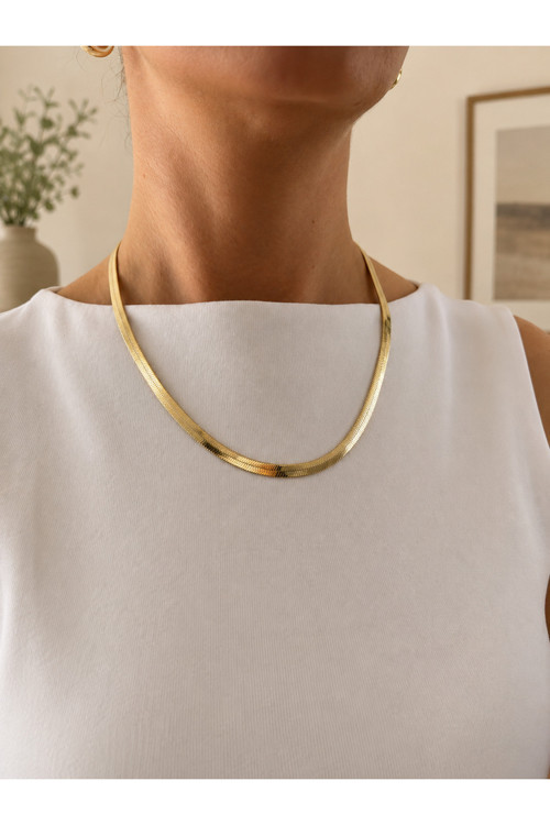 Solenne Premium Gold Yassı İtalyan Zincir Kolye