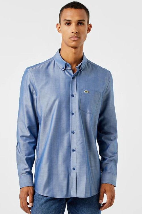 Men's Slim Fit Blue Shirt Slim Fit Pamuklu Erkek Gömlek Mavi