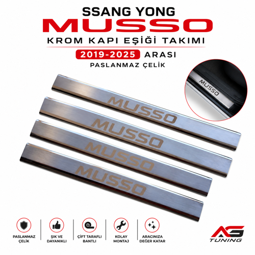 SSANG YONG Musso Krom Kapı Eşiği Takımı 2019-2025 Arası Paslanmaz Çelik