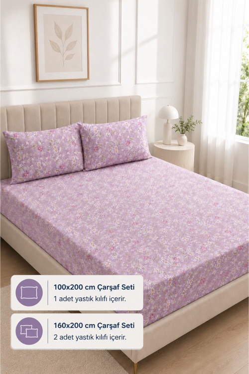 Desenli Lastikli Çarşaf Takımı | Fitted Çarşaf ve Yastık Kılıflı Seti Tek-Çift Kişilik