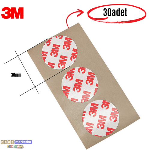 3m GPT-020 Filmik Çift Taraflı Bant Özel Kesim 30mm (30Adet)
