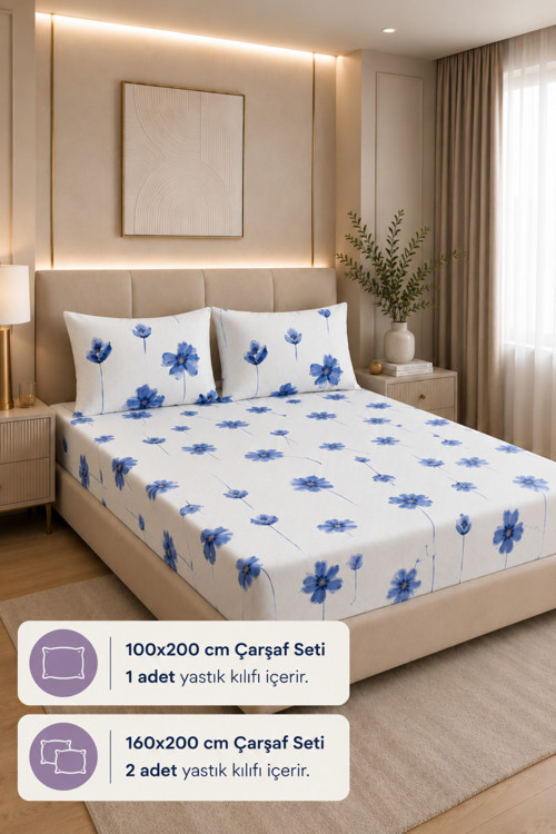 Desenli Lastikli Çarşaf Takımı | Fitted Çarşaf ve Yastık Kılıflı Seti Tek-Çift Kişilik