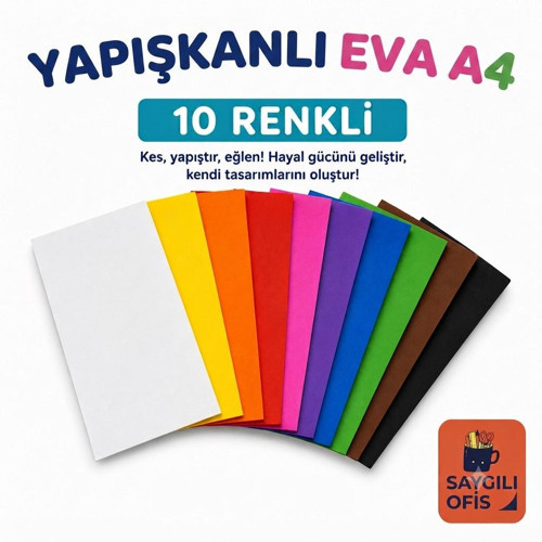 Saygılıofis A4 20x30cm Karışık Eva 10 Renk Yapışkanlı Eva Okul Öncesi Etkinlik Seti