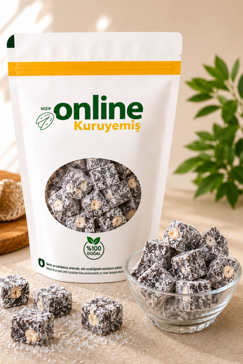 Lokum Çifte Kavrulmuş Fındıklı Pudralı - 500 gr