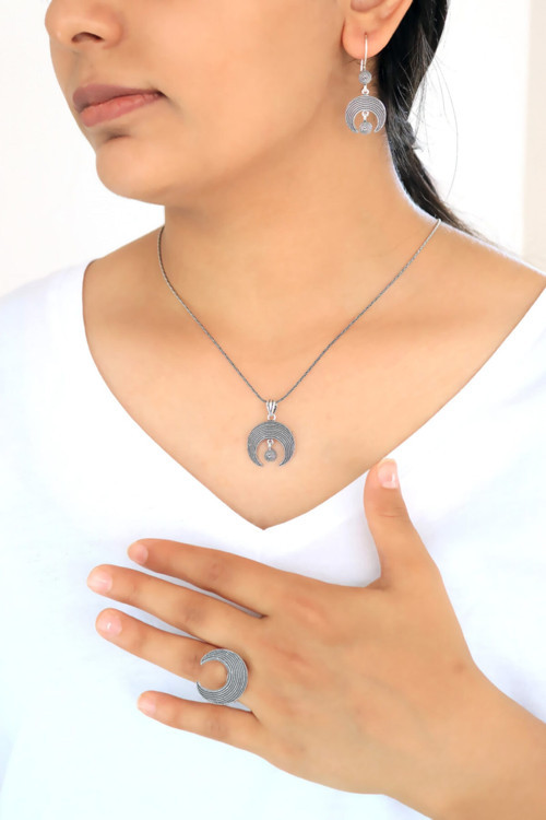 Hilal Model Telkari Gümüş Üçlü Set