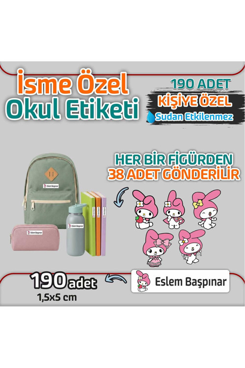 Kap Bir Hediye Okul Etiketi Isme Özel Kalem Defter Etiketi Sevimli Kedi 2 Temalı 190 Adet