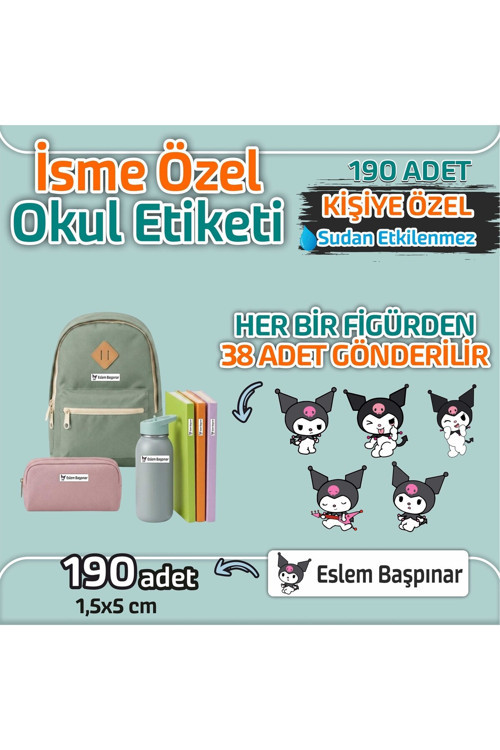 Kap Bir Hediye Okul Etiketi Isme Özel Kalem Defter Etiketi Sevimli Kedi 1 Temalı 190 Adet
