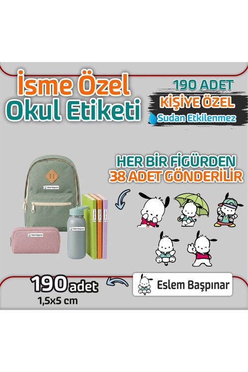 Kap Bir Hediye Okul Etiketi Isme Özel Kalem Defter Etiketi Sevimli Köpek Temalı 190 Adet