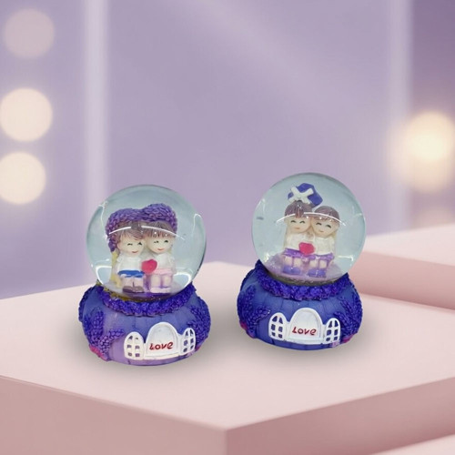 Işıklı Boy Kar Küresi - Pilli - Romantik Çift Temalı - Hediyelik
