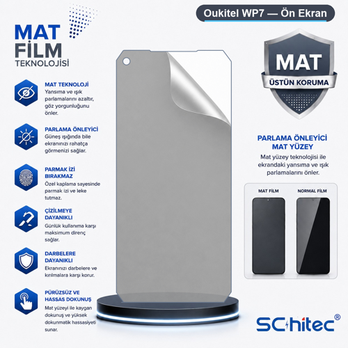 Oukitel WP7 Uyumlu Ön Yüzey Mat Hidrojel Ekran Koruyucu
