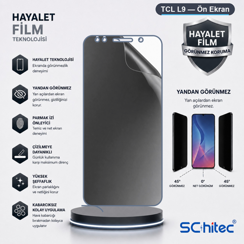 TCL L9 Uyumlu Ön Yüzey Hayalet Privacy Hidrojel Ekran Koruyucu