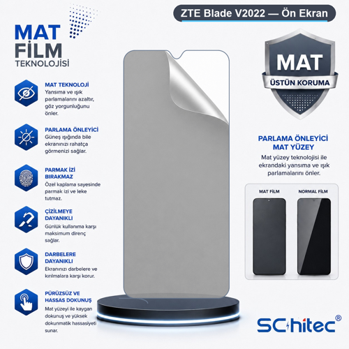 ZTE Blade V2022 Uyumlu Ön Yüzey Mat Hidrojel Ekran Koruyucu