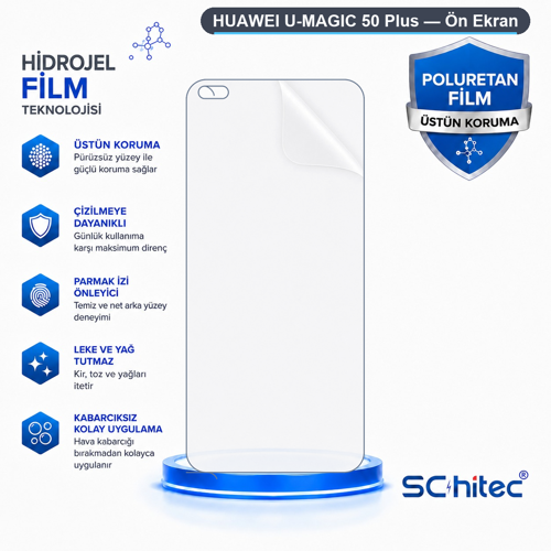 HUAWEI U-MAGIC 50 Plus Uyumlu Ön Yüzey Nano Şeffaf Hidrojel Ekran Koruyucu