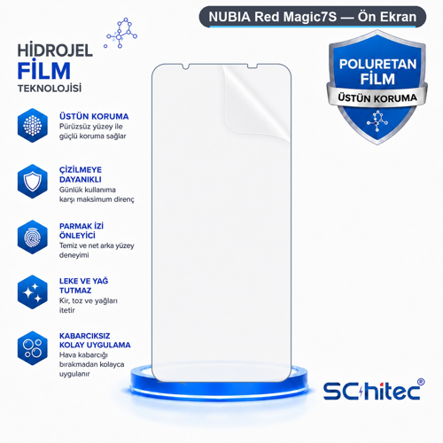 NUBIA Red Magic7S Uyumlu Ön Yüzey Nano Şeffaf Hidrojel Ekran Koruyucu