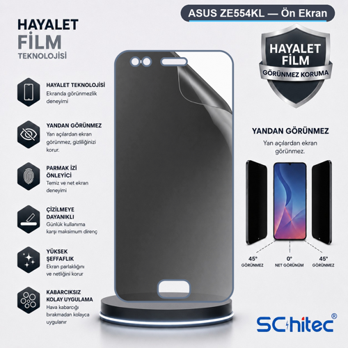 ASUS ZE554KL Uyumlu Ön Yüzey Hayalet Privacy Hidrojel Ekran Koruyucu