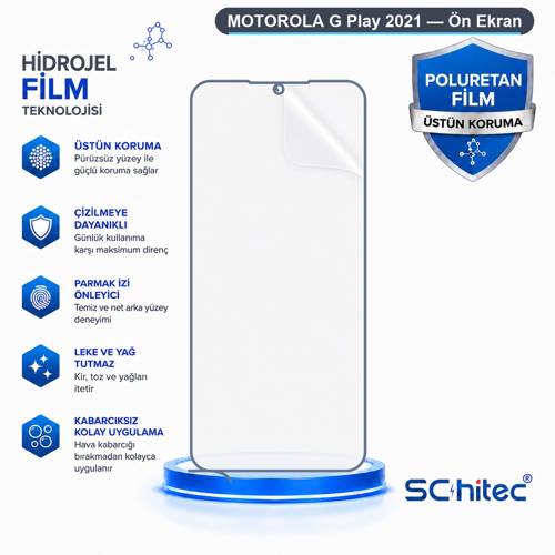 MOTOROLA G Play 2021 Uyumlu Ön Yüzey Nano Şeffaf Hidrojel Ekran Koruyucu