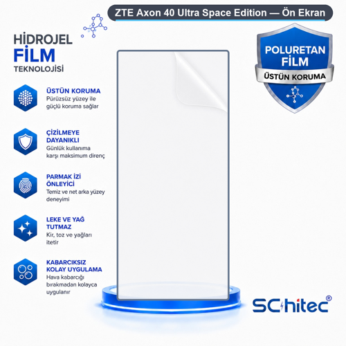 ZTE Axon 40 Ultra Space Edition Uyumlu Ön Yüzey Nano Şeffaf Hidrojel Ekran Koruyucu