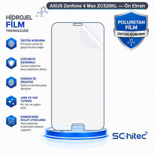 ASUS Zenfone 4 Max ZC520KL Uyumlu Ön Yüzey Nano Şeffaf Hidrojel Ekran Koruyucu