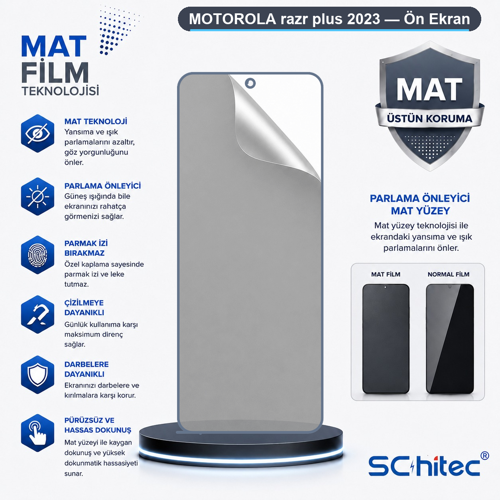 MOTOROLA razr plus 2023 Uyumlu Ön Yüzey Mat Hidrojel Ekran Koruyucu