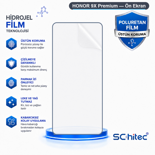 HONOR 9X Premium Uyumlu Ön Yüzey Nano Şeffaf Hidrojel Ekran Koruyucu
