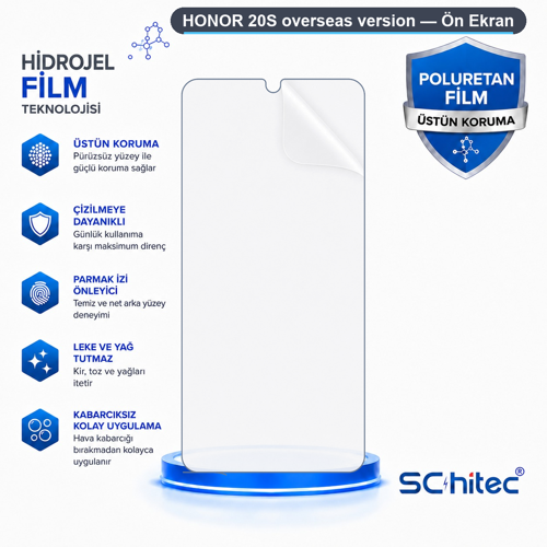 HONOR 20S overseas version Uyumlu Ön Yüzey Nano Şeffaf Hidrojel Ekran Koruyucu