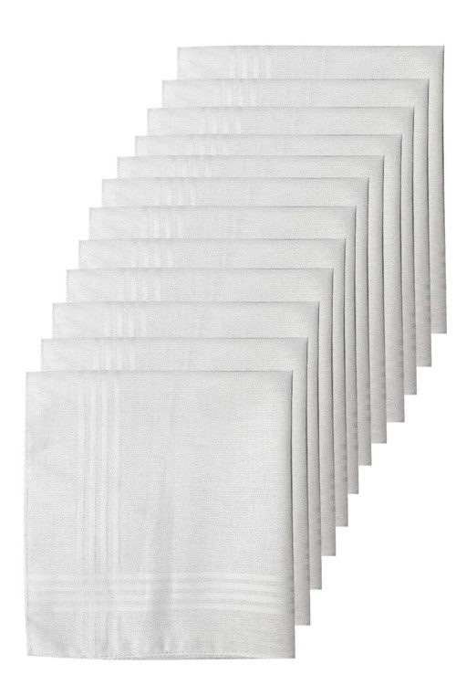 12Li Paket Klasik Cep Hediyelik Bayram Mendili Pamuklu 30X30 Cm