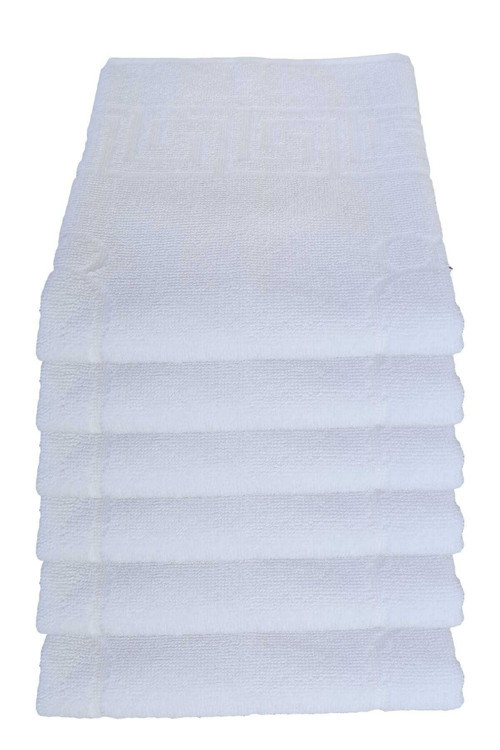 6 Lı Ayak İzli Banyo Pamuklu Ayak Havlusu 50X70 Cm Beyaz